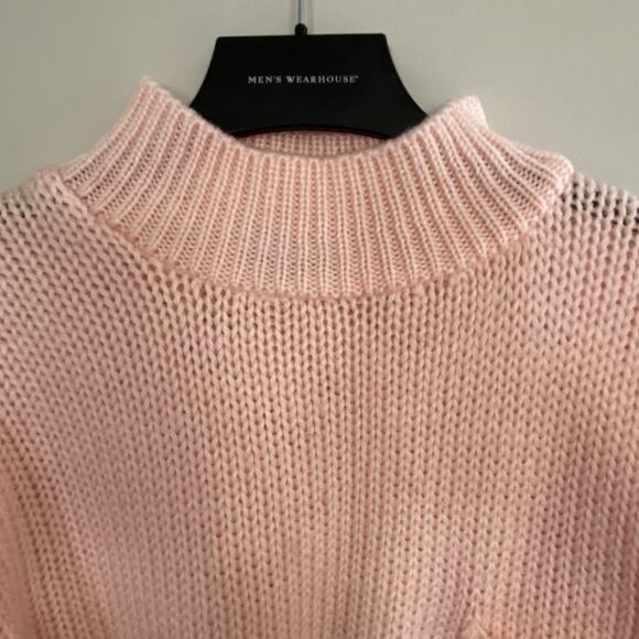 Vintage Croquet Club Sweater Womens Light Pink Pullover Mock Neck Pocket 80s - Picture 3 of 7